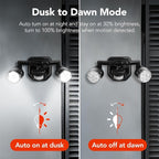 OREiN Outdoor Motion Sensor Security Light, 450° Adjustable 3-Head Floodlight, 2500 Lumens Bright Hardwired Dusk to Dawn Light, IP65 Waterproof, Black