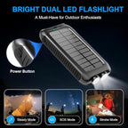 Kepswin Solar-Charger-Power-Bank-49800mAh Portable Solar Phone Charger with LED Flashlight/15W Fast Charge USB C Waterproof External Backup Battery Pack for All Cell Phones & Electronic Devices