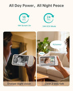 Jartoo 2K 5.5" Video Baby Monitor with 2 Cameras and Audio,AI Cry Detect 1860ft Long Range Baby Monitor No WiFi Baby Camera Wireless,Clear Night Vision,ANC, 2-Way Talk,White Noise,6000mAh [2025 New]
