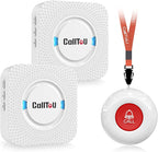CallToU Caregiver Pager Wireless Call Button Nurse Alert System 500+ Feet for Home/Elderly/Patient/Disabled 2 Plugin Receiver 1 Waterproof Transmitter