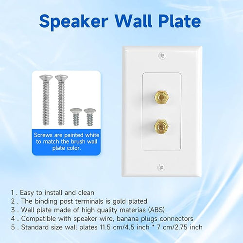 4 Pack Speaker Wall Plate with Low Voltage Mounting Bracket for Banana Plug 1.0 Speaker Home Theater