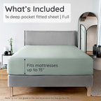 Bambaw 100% Viscose Derived from Bamboo Full Fitted Sheet Only, Soft & Cooling Fitted Sheet Full Size, 15’’ Deep Pockets (Sea Glass)