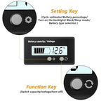 DC 12V 24V 36V 48V 60V 72V 84V Golf Cart Battery Meter with Alarm, Front Setting and Switch Key Battery Capacity Voltage Indicator Gauge Acid and Lithium ion Indicator(White)