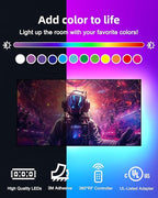 32.8ft LED Strip Lights, HitLights RGB 5050 Color Changing LED Light Kit Ultra Brighter 300LEDs Flexible Light Strips with RF Remote and UL Power Supply for Home Room Party TV Bedroom