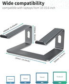SOUNDANCE Laptop Stand, Aluminum Computer Riser, Ergonomic Laptops Elevator for Desk, Metal Holder Compatible with 10 to 15.6 Inches Notebook Computer, Black