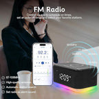 Bluetooth Alarm Clock Radio Bedroom, Digital Dual Alarm Clock Bedroom, Up to 10 Alarms Clock Night Light Speaker App/Button Control FM Charge Snooze Adjustable Brightness Dim 12/24H, Matte Black