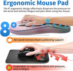 YIWEI Ergonomic Mouse Pad with Wrist Rest - Comfortable Office Mousepad with Memory Foam Wrist Support for Carpal Tunnel Relief, Mouse Pads with Non-Slip Base for Gaming and Home (Hummingbird)