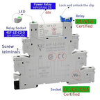 20Pcs Electromechanical Relay 6Amp Miniature Power Relay 110V-120V AC 1NO 1NC SPDT with LED Indicator, Socket Base, DIN Rail Slotted