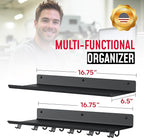 Crostice 2-Tier Floating Shelf Compatible with Tonal Accessories, Home Gym Storage Shelf, Gym Rack Wall Mount Organizer, Workout Metal Holder, T-Bracket Lock Adapters Hanger, US Patent Holding