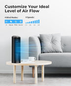 Abolee Tower Fan for Bedroom, 23ft/s Desk Fan with Remote, 70° Oscillating Desk Fan, 4 Speeds, 4 Modes,12Timer, 13'' Bladeless Portable Fan for Bedroom Office Home Black