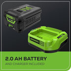 Greenworks 60V 450 CFM Cordless Leaf Blower, 2.0 Ah Battery and Rapid Charger