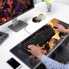 Ergonomic Keyboard Wrist Rest & Mouse Pad Wrist Rest Set, Large XXL Gaming Desk Mat 31.5"x 11.8" with Non-Slip Base, Memory Foam, Easy Typing Pain Relief for Home & Office - African American Girl