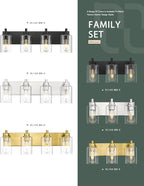 METWET 3-Light Bathroom Light Fixtures, Brushed Nickel Vanity Light with Cylinder Clear Glass Shade, Modern Vanity Lighting Fixtures Over Mirror, VL143-BN-3
