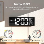 JALL 13" Large Digital Wall Mount Clock, Count Down Timer, Alarm, Big LED, DST, Temperature for Living Room Classroom Desk, Xmas, Birthday Gift for Senior Mom Dad, White