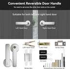 GEKRONE Fingerprint Smart Lever Lock TUYA APP Control Keyless Entry Bluetooth Touchscreen Indoor Handle Biometric Electronic Digital Door Knob with Keypad Suitable for Hotel Office Apartment Bedroom