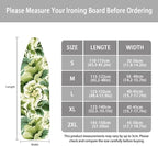 ZCFYGDX Ironing Board Covers Flower Branches Green Print Easy to Install Resistant,Elastic Edge 3 Nylon Buckle Strap Fasteners Breathable & Wear-Resistant,Resist Scorch Staining Protective Cover