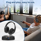 WallarGe Wireless Headphones for TV Watching, Easy Setup and Comfortable Bluetooth Headphones with RF Transmitter Charging Dock, 100 Ft Wireless Range, Rechargeable 25 Hours Play and No Audio Delay