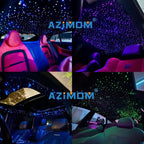 AZIMOM Car Use Bluetooth 6W RGBW LED Fiber Optic Lights Star Ceiling Light Kit APP Remote Controller Mixed 295pcs 9.8ft Optic Cable Music Mode Sensory Lighting Indoor Home Interior Decoration