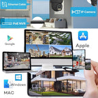 4K NVR PoE Security Camera System Wired Surveillance NVR Kits, 4pcs Outdoor Indoor Cameras with Person/Pet/Vehicle Detection for 24-7 Recording, RLK8-520D4-5MP（500GB HDD Inside）