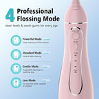 Leominor Water Flosser Pick for Teeth, 300ML Portable Oral Irrigator Upgraded Tank Removable,IPX7 Waterproof, Rechargeable Travel Teeth Cleaner, Professional Electric Flossing Machine (Pink)