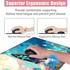 BFUKVOU Large Keyboard Mouse Pad Set, Extended Mouse Pad+Keyboard Wrist Rest Support, Memory Foam Ergonomic Easy Typing, 4Pcs (31.5×11.8 in) Desk Pad Set for Office Home,Flowers and Butterflies