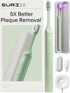 SURI 2.0 New Sonic Electric Toothbrush with Pressure Sensor & UV-Cleaning Travel Case | 1 Month+ Battery | Electric Toothbrush for Adults | Travel Toothbrushes | Tooth Brush | Green