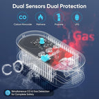 Carbon Monoxide Detectors Plug in & Gas Leak Detector, Travel Carbon Monoxide Detector with Battery Backup - Brightness & Volume Adjustment Temperature & Humidity for Home/RV/Travel/Camping (3 Packs)