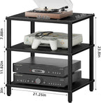 3-Tier AV Media Player Stand, Stereo Cabinet, Modern Stereo Cabine,Game Console Shelf,Wooden TV Stand,Multifunctional Entertainment Center, Suitable for Home, Conference Room, Game Studio,Black
