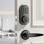 VCHOO Keyless Entry Door Lock Set Smart Locks for Front Door Keypad Door Lock with Handle Auto Lock One Time Password Anti Peeping Password IP54, Bronze