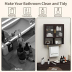 Wall Mounted Bathroom Storage Cabinet Medicine Cabinet with Acrylic Doors & Towel Bar Adjustable Shelves for Bathroom, Laundry Room, Bedroom, Enterway