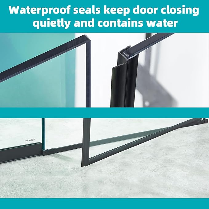 Pivot Swing Shower Door, Adjustable Width 40" W x 74" H Semi-Frameless Shower Glass Door with 5/16 in (8mm) Clear SGCC Tempered Glass with Nano Easy-Clean Coating (Matte Black)