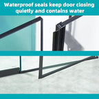 Pivot Swing Shower Door, Adjustable Width 58.9-60" W x 74" H Semi-Frameless Shower Glass Door with 5/16 in (8mm) Clear SGCC Tempered Glass with Nano Easy-Clean Coating (Matte Black with Towel Bar)