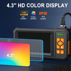 Endoscope Camera with Light 1920P HD Dual-Lens Borescope with 8 LED Lights, IP67 Waterproof Snake Sewer Tools 4.3" Inspection Camera,16.4ft Semi-Rigid Drain Endoscope