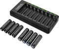 POWEROWL Rechargeable AA Batteries with Charger, 8 Pack of 2800mAh High Capacity Low Self Discharge Ni-MH Double A Batteries with Smart 8 Bay Battery Charger (USB Fast Charging, Independent Slot)