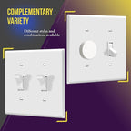 ENERLITES Double Toggle Switch Cover, Two Gang Light Switch Wall Plate, Standard Size 2-Gang 4.5" x 4.5", Unbreakable Polycarbonate Thermoplastic, UL Listed, 8812-W-5PCS, White (5 Pack)