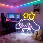 THIIXDAI Cinnamoroll Neon Sign for Room Decor, USB Powered LED Lights with Dimmable, Japanese Cartoon Dog Neon Signs, Cute Night Light Gifts for Children (14.96"L x 12.99"W)