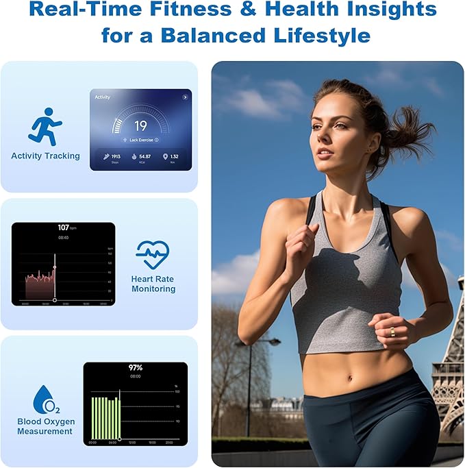 SEEKZERO Smart Ring for Women Men, Titanium Fitness Ring with Heart Rate, Stress & Sleep Monitoring,Step & Calorie Counter, 5ATM Waterproof for iPhone and Android,No Subscription Fee (Rose Gold, 10)