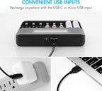 Tenergy TN480U 8-Bay LCD Display Fast Charger for NiMH/NiCD AA AAA Rechargeable Batteries with Mirco USB and USB Type C Input for AA and AAA Rechargeable Batteries
