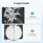 XUFOPLY 6 Inch Exhaust Fan, 110V 40W Wall Mounted Vent Fans 2600RPM Kitchen Bathroom Windows Fan Metal Extractor Fan for Attic, Garage, Window Ventilation (Black, 6 Inch)