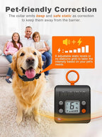 Wireless Pet Barrier with 2 Transmitters - Rechargeable Indoor Barrier with 6 Adjustable Range Radius up to 7 ft, 6 Adjustable Safe Static Intensity, Electric Fence System for Dogs with Hook-Black