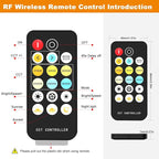 PAUTIX RF Remote Dimmer CCT Tunable COB LED Strip Lights,17-Key Wireless Remote and Controller DC 5-24V for CCT COB LED Tape Lights,Timer Function
