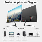 Gawfolk 27 Inch 4K Monitor IPS 60Hz, UHD 3840 x 2160p PC Monitors, Computer Dispaly for Home & Office, Support HDMI & DP, Wall Mount Compatible
