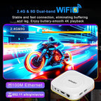 Android 14 TV Box 2025, LEFFOT M1 Plus 4K Ultra HD Streaming Device for TV, 2GB RAM + 16GB ROM, Smart TV Box with Google Assistant Voice Remote, HDR 10, 2.4G & 5G WiFi 6, BT 5.4, RK3528 Quad-Core A53