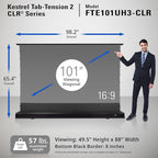 Elite Screens Kestrel Tab-Tension CLR, 101 inch 16:9, Ultra-Short Throw Ceiling Ambient Light Rejecting ALR Electric UST Floor-Rising Projection Motorized Front Projector Screen, FTE101UH3-CLR, Black