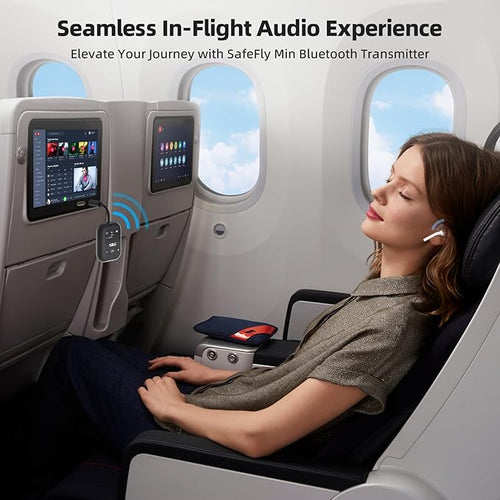 1Mii Airplane Bluetooth 5.3 Transmitter for All Headphones - Bluetooth Adapter for TV - Dual Connection - aptX Low Latency - Flying Travel, Wireless Audio Aux for MP3, Game,PC-Black