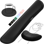 Gimars Upgrade Enlarge Silky and Superfine Fabric Gel Memory Foam Keyboard Wrist Rest Set, Ergonomic Keyboard Mouse Wrist Support for Typing Pain Relief, Comfort for Office, Gaming, Computer, Black