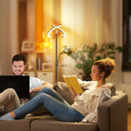 SIBRILLE LED Floor Lamp for Living Room - Modern Standing Lamp with Reading Light, Remote Touch Control Floor Light Dimmable Mother-Daughter Tall Bedroom Lamp for Couch Office, 29W, Black
