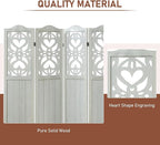 ALeesing 6 Panel Room Divider Fully Assembled, Carved Room Dividers and Folding Screens, 5.6Ft Wood Room Divider Screen Freestanding Partition Wall Dividers for Home Bedroom Office, Rustic White