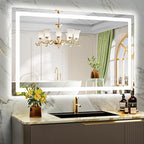 YEELAIT 48x30 Inch LED Bathroom Mirror with Lights Front and Backlit Lighted Vanity Mirror for Bathroom Wall with 3 Colors Dimmable Anti-Fog Memory Shatter-Proof IP54 Waterproof Horizontal/Vertical