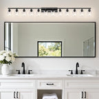 DIKAIDA 12 Light Bathroom Light Fixtures, Black Bathroom Lighting Fixtures Over Mirror Matte Black Modern Vanity Lights Wall Lighting for Mirror Bedroom, Living Room (78.7inch)